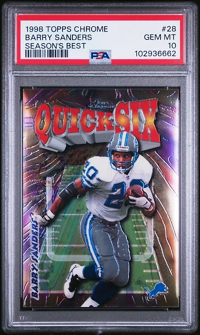 1998 Topps Chrome Season's Best 28 Barry Sanders PSA 10