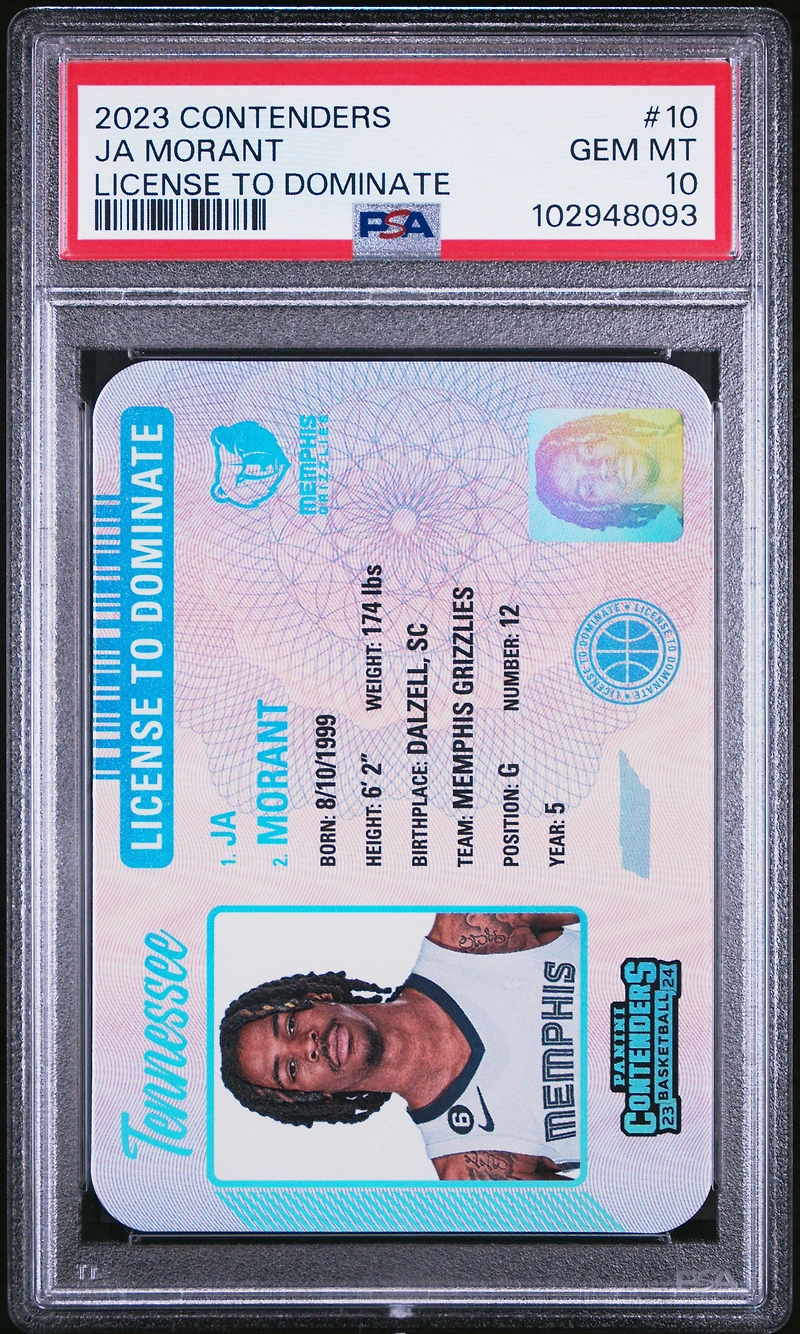 2023 Panini Contenders License To Dominate 10 Ja Morant PSA 10