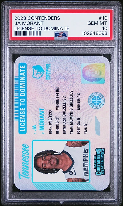 2023 Panini Contenders License To Dominate 10 Ja Morant PSA 10