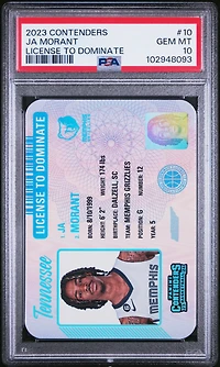 2023 Panini Contenders License To Dominate 10 Ja Morant PSA 10