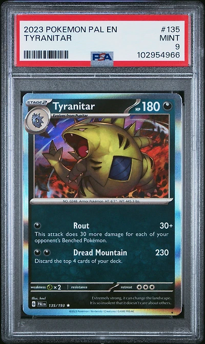 2023 Pokemon Pal En-paldea Evolved Tyranitar PSA