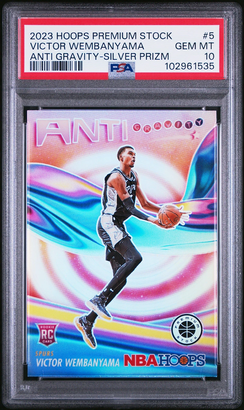 2023 Panini Hoops Premium Stock Anti Gravity 5 Victor Wembanyama Silver Prizm PSA 10