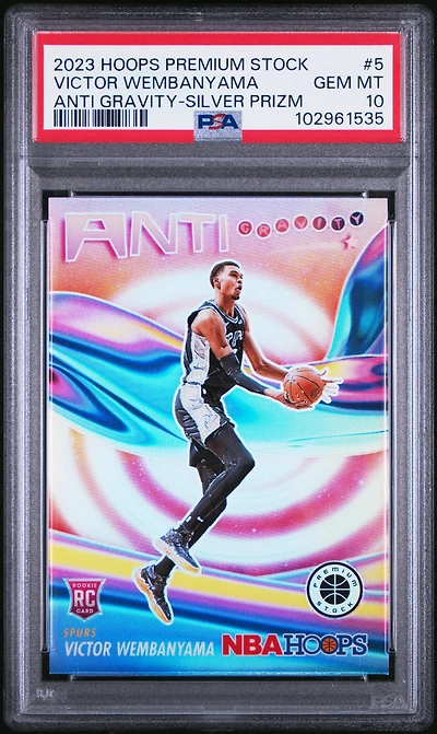 2023 Panini Hoops Premium Stock Anti Gravity 5 Victor Wembanyama Silver Prizm PSA 10