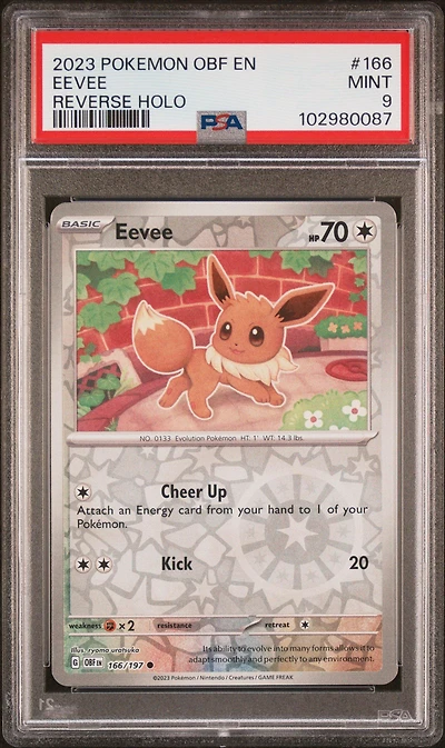 2023 Pokemon Obf En-obsidian Flames 166 Eevee Reverse Holo PSA