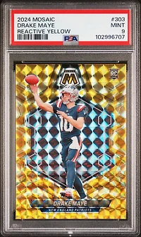 2024 Panini Mosaic 303 Drake Maye Reactive Yellow PSA 9