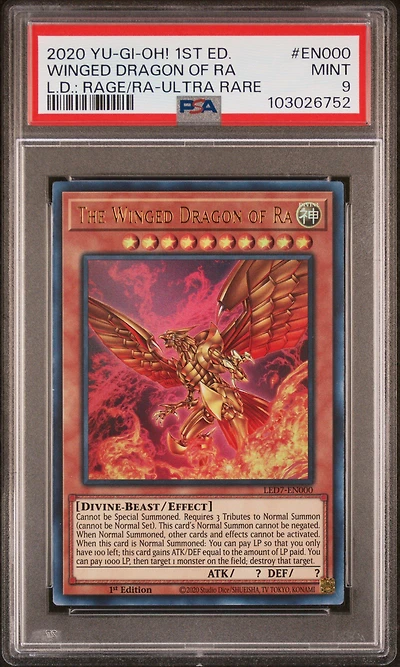 2020 Yu-gi-oh! Legendary Duelists: Rage Of Ra En000 The Winged Dragon Of Ra 1st Edition-ultra Rare PSA