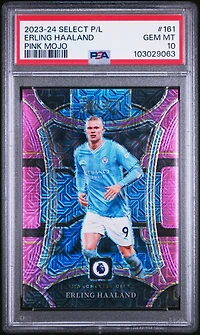 2023-24 Panini Select Premier League 161 Erling Haaland Pink Mojo PSA 10