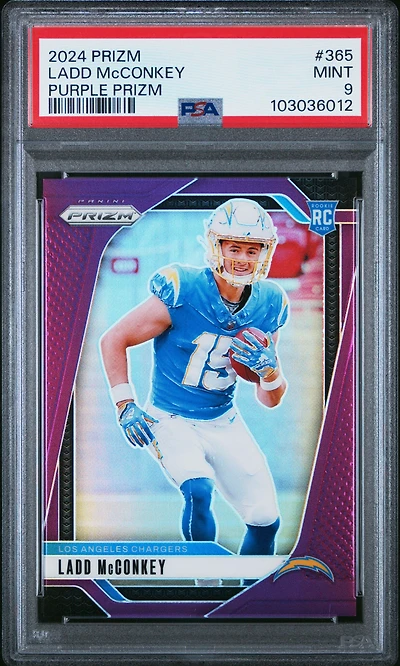 2024 Panini Prizm 365 Ladd Mcconkey Purple Prizm PSA 9