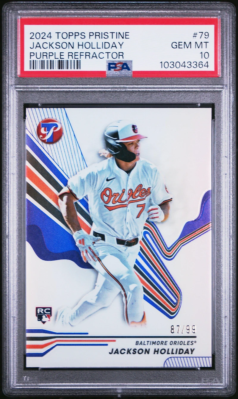 2024 Topps Pristine 79 Jackson Holliday Purple Refractor PSA 10