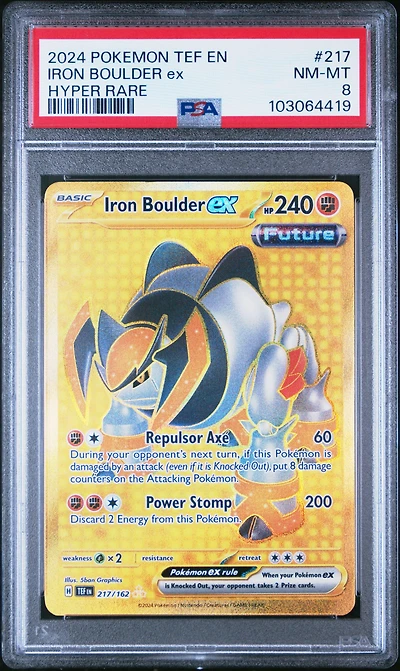 2024 Pokemon Tef En-temporal Forces 217 Iron Boulder Ex Hyper Rare PSA