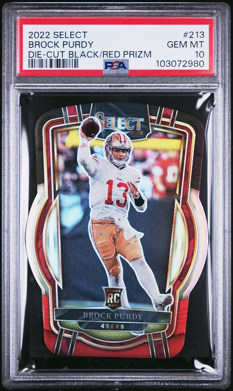 2022 Panini Select 213 Brock Purdy Die-cut Black/ Prizm PSA