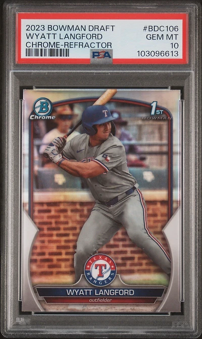 2023 Bowman Draft Bdc106 Wyatt Langford Chrome-refractor PSA