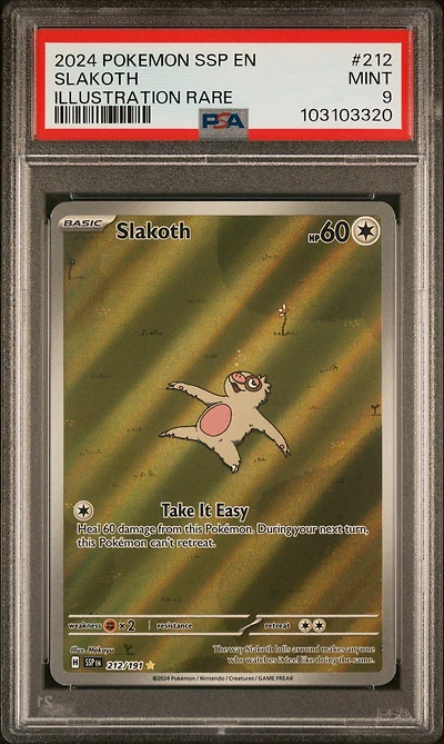 2024 Pokemon Ssp En-surging Sparks 212 Slakoth Illustration Rare PSA