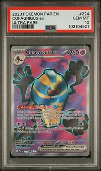 2023 Pokemon Par En-paradox Rift 224 Cofagrigus Ex Ultra Rare PSA 10