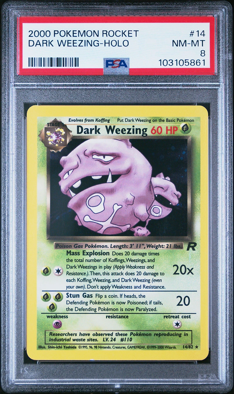 2000 Pokemon Rocket 14 Dark Weezing-holo PSA 8
