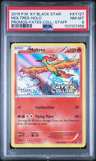 2016 Pokemon Xy Black Star Promo Xy127 Moltres-holo Fates Collide-staff PSA