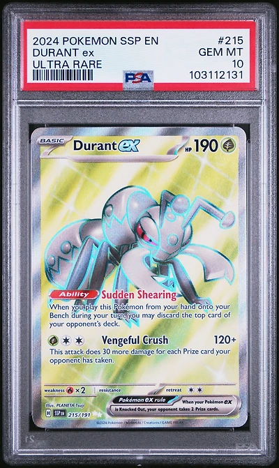 2024 Pokemon Ssp En-surging Sparks 215 Durant Ex Ultra Rare PSA 10