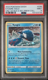 2023 Pokemon Sword And Shield Crown Zenith 036 Kyogre-holo 2024 Sea & Sky Premium Collection PSA 9