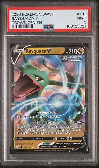 2023 Pokemon Sword And Shield Crown Zenith 100 Rayquaza V PSA