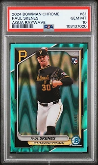 2024 Bowman Chrome 31 Paul Skenes Aqua Raywave PSA 10