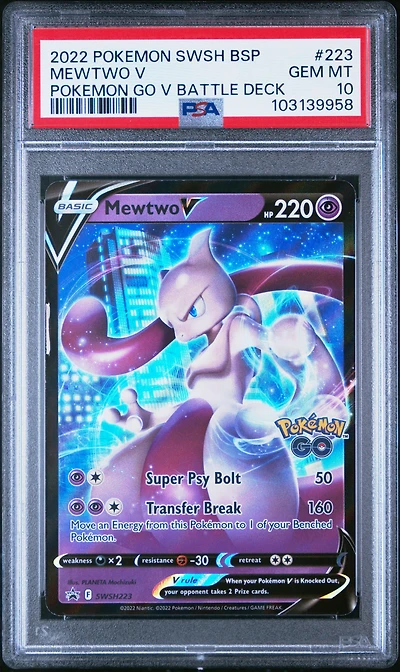 2022 Pokemon Swsh Black Star Promo 223 Mewtwo V Pokemon Go V Battle Deck PSA