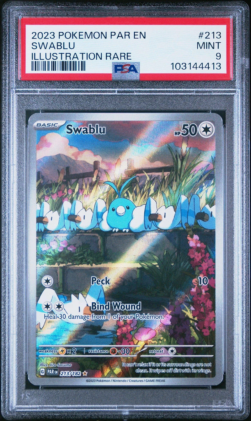 2023 Pokemon Par En-paradox Rift 213 Swablu Illustration Rare PSA