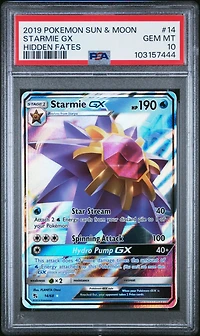 2019 Pokemon Sun & Moon Hidden Fates 14 Starmie Gx PSA