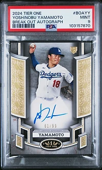 2024 Topps Tier One Break Out Autographs Boayy Yoshinobu Yamamoto PSA 9