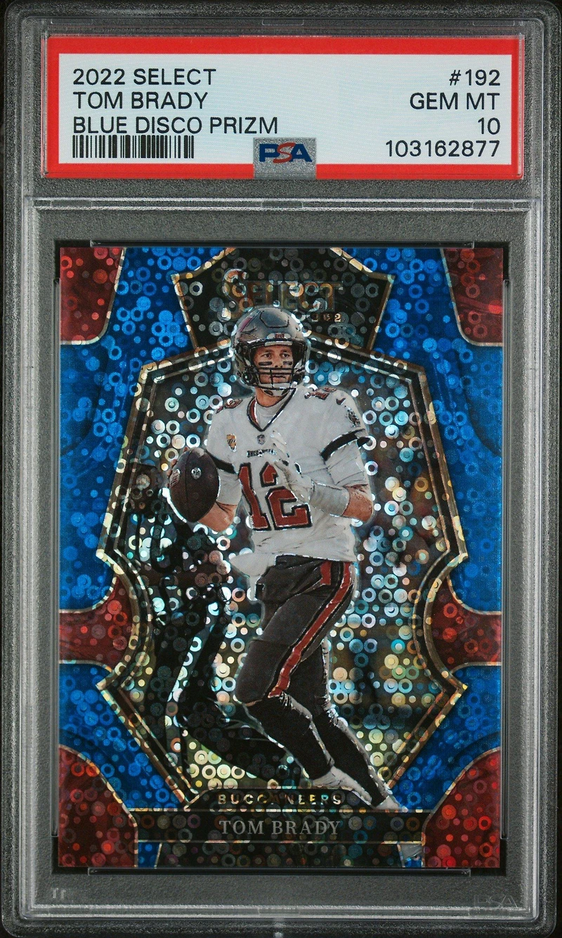 2022 Panini Select 192 Tom Brady Blue Disco Prizm PSA 10