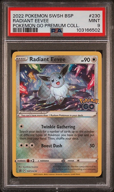 2022 Pokemon Swsh Black Star Promo 230 Radiant Eevee Pokemon Go Premium Collection Radiant Eevee PSA