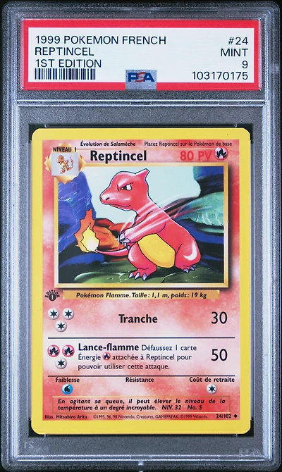 1999 Pokemon French 24 Reptincel 1st Edition PSA