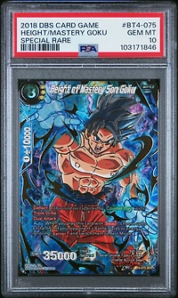 2018 Dragon Ball Super Card Game Series 4 Colossal Warfare Bt4-075 Height Of Mastery Son Goku Special Rare PSA 10