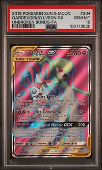 2019 Pokemon Sun & Moon Unbroken Bonds Full Art/gardevoir & Sylveon Gx PSA