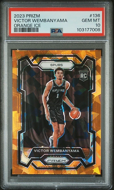 2023 Panini Prizm 136 Victor Wembanyama Orange Ice PSA