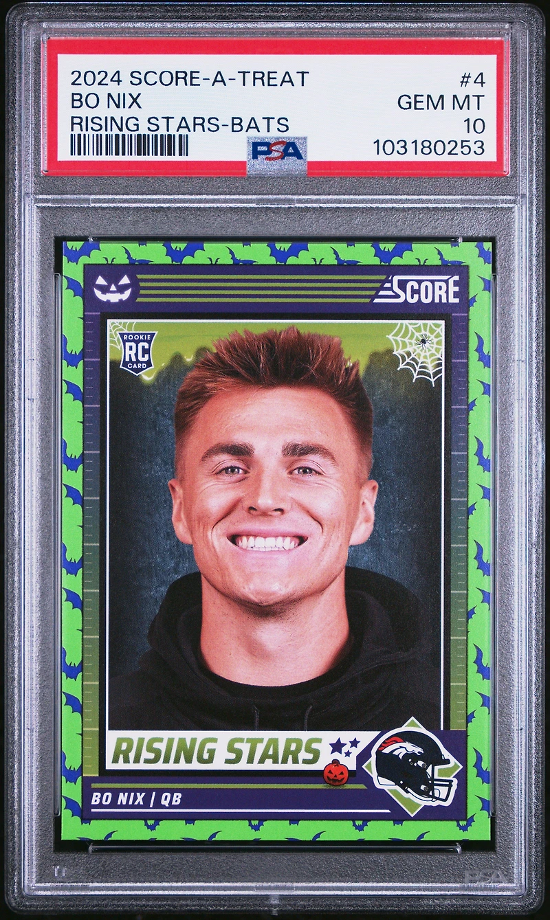 2024 Panini Score-a-treat Rising Stars 4 Bo Nix Bats PSA 10