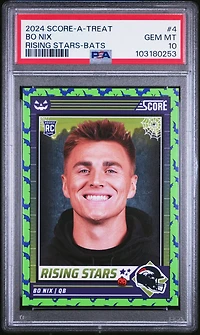 2024 Panini Score-a-treat Rising Stars 4 Bo Nix Bats PSA 10