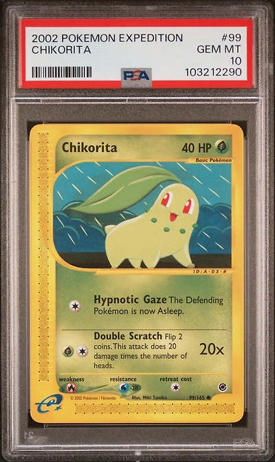 2002 Pokemon Expedition 99 Chikorita PSA 10