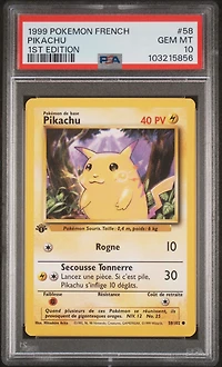 1999 Pokemon French 58 Pikachu 1st Edition PSA 10