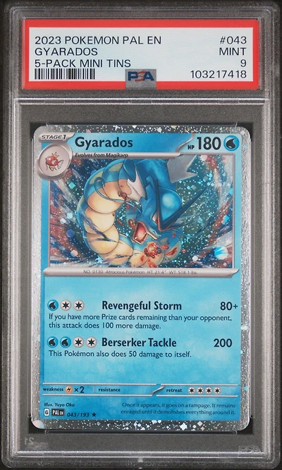2023 Pokemon Pal En-paldea Evolved 043 Gyarados 5-pack Mini Tins PSA