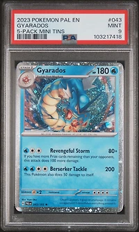 2023 Pokemon Pal En-paldea Evolved 043 Gyarados 5-pack Mini Tins PSA
