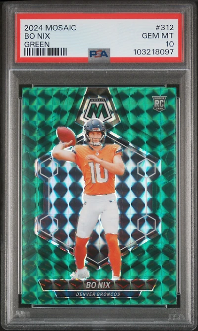 2024 Panini Mosaic Bo Nix Green PSA 10