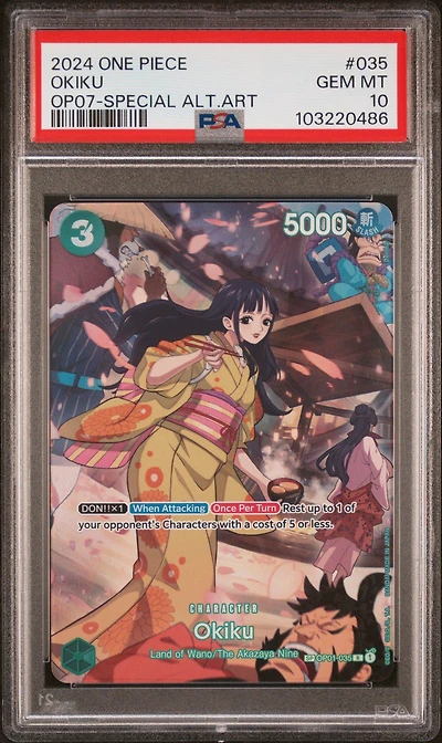2024 One Piece Op07-500 Years In The Future 035 Okiku Special Alternate Art PSA 10
