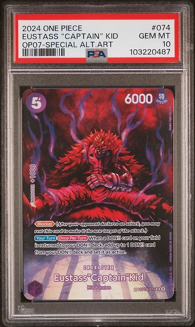 2024 One Piece Op07-500 Years In The Future 074 Eustass "captain" Kid Special Alternate Art PSA 10