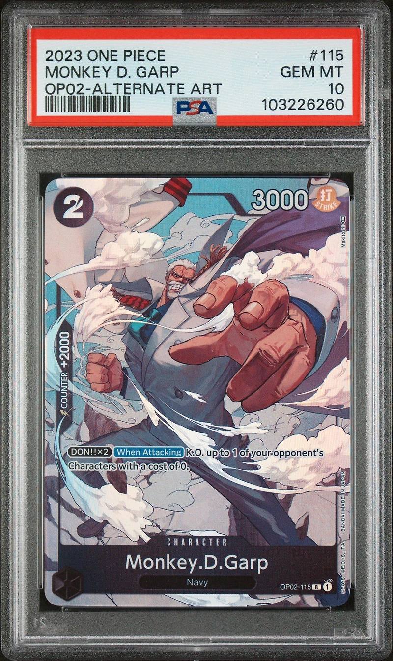 2023 One Piece Op02-paramount War 115 Monkey D. Garp Alternate Art PSA 10