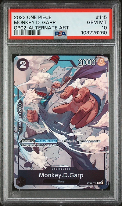 2023 One Piece Op02-paramount War 115 Monkey D. Garp Alternate Art PSA 10