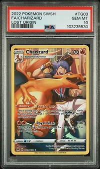2022 Pokemon Sword & Shield Lost Origin Tg03 Full Art/charizard PSA