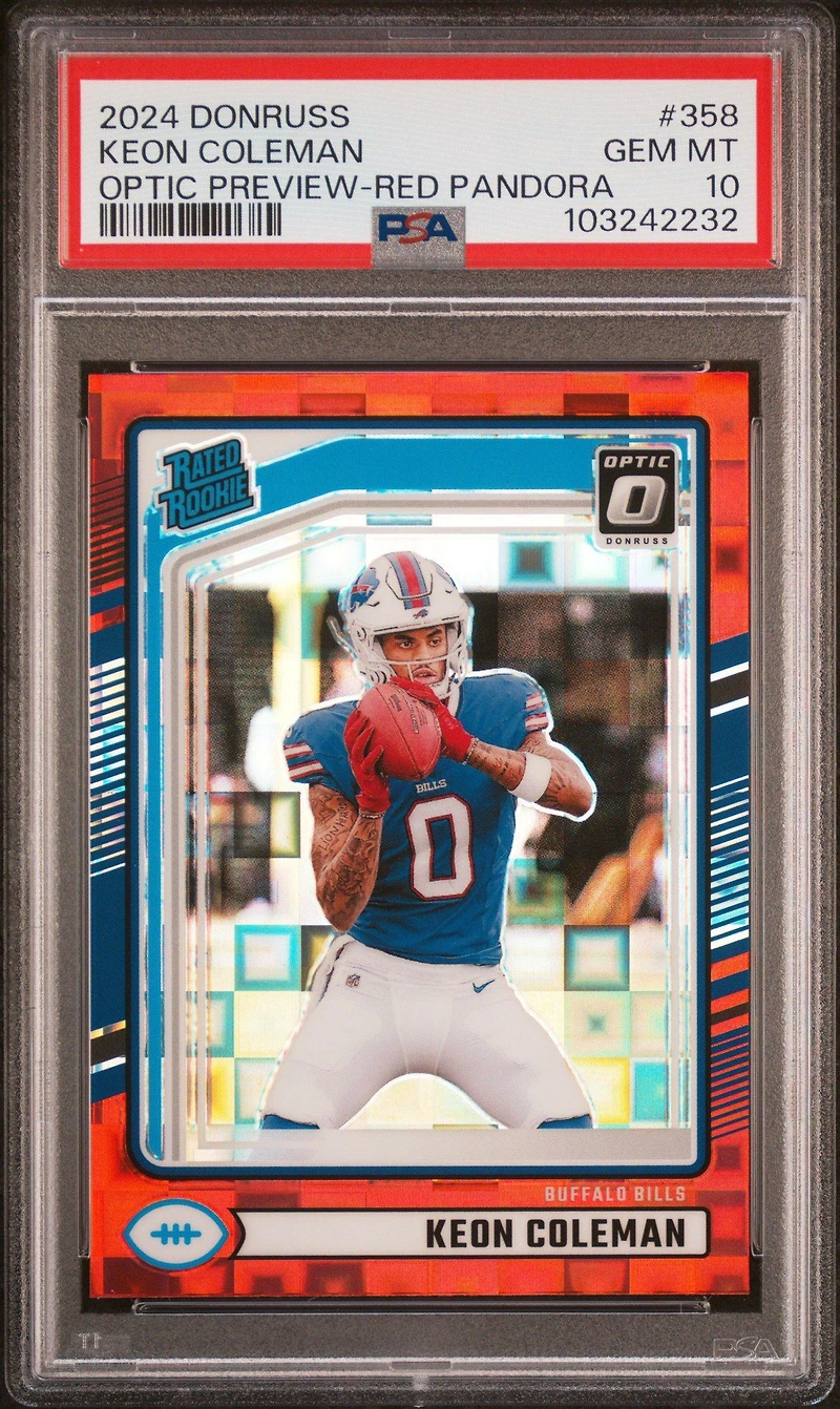 2024 Panini Donruss 358 Keon Coleman Optic Preview-red Pandora PSA 10