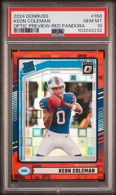 2024 Panini Donruss 358 Keon Coleman Optic Preview-red Pandora PSA 10