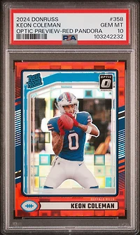2024 Panini Donruss 358 Keon Coleman Optic Preview-red Pandora PSA 10