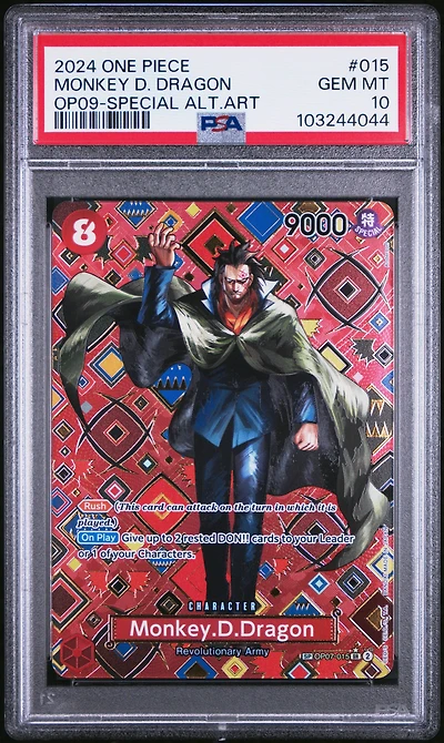 2024 One Piece Op09-emperors In The New World 015 Monkey D. Dragon Special Alternate Art PSA 10